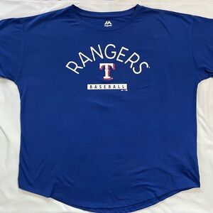 Majestic Women’s Royal Blue Texas Rangers Baseball Shirt Size 2XL